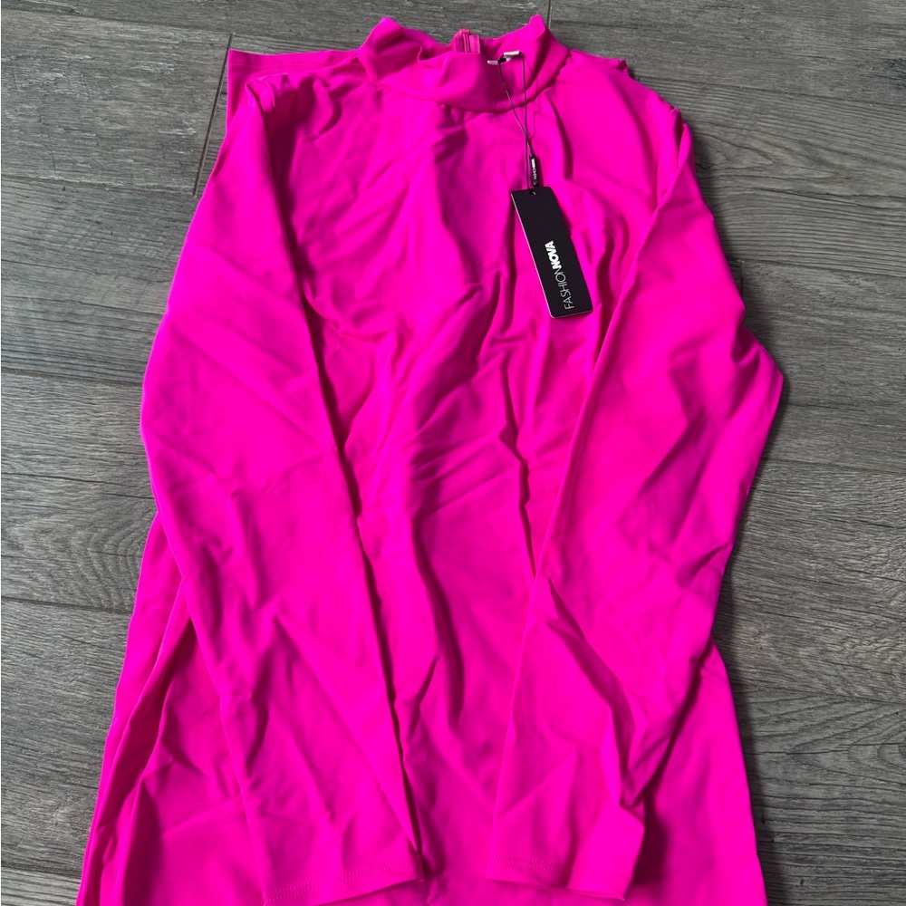 Fashion Nova Hot Pink Long Sleeve Top